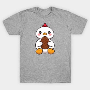 Cute Chicken With Chocolate Easter Egg T-Shirt